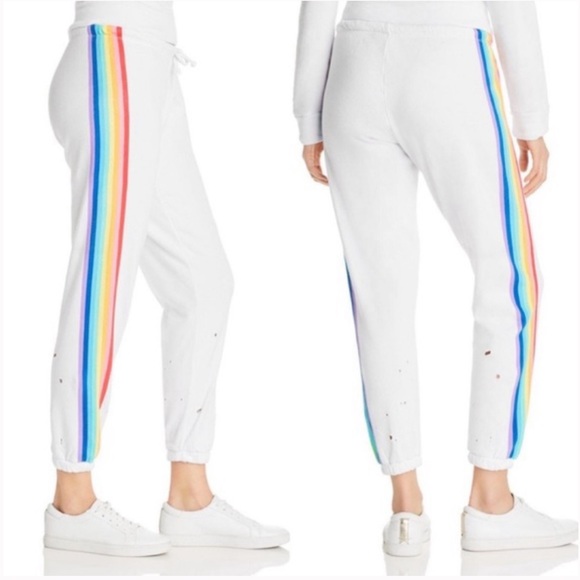 Chaser Pants - CHASER Rainbow Stripe Jogger sweatpants small